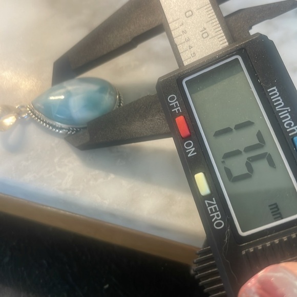 Large Larimar gemstone pendant 925 sterling silver - Picture 5 of 5